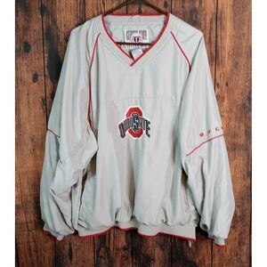 Genuine Stuff Ohio State Buckeyes Windbreaker Pullover Gray Red Mens XL V-Neck